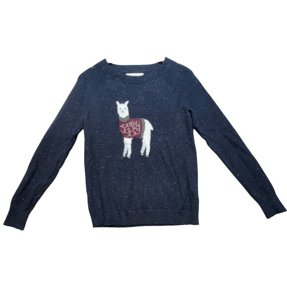 LOFT Sweaters - Loft Women's Llama Crew Neck Pullover Sweater Knit Long Sleeve Size XS Navy Blue